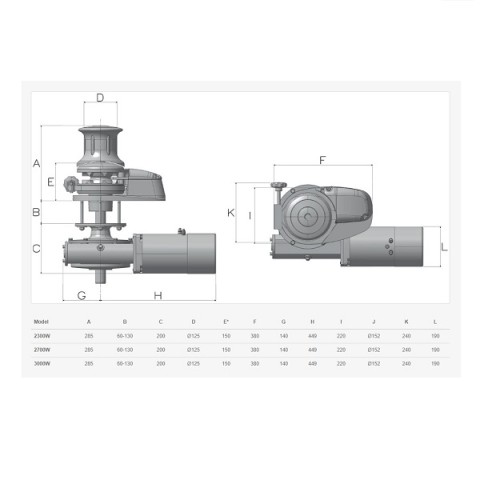 Verricello Project X4 2300W 24v con campana catena mm.12